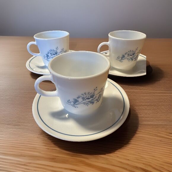 Corning COLONIAL MIST 3-Cups  3-Saucers Made In USA Replacement Sets Dinnerware - Picture 3 of 8
